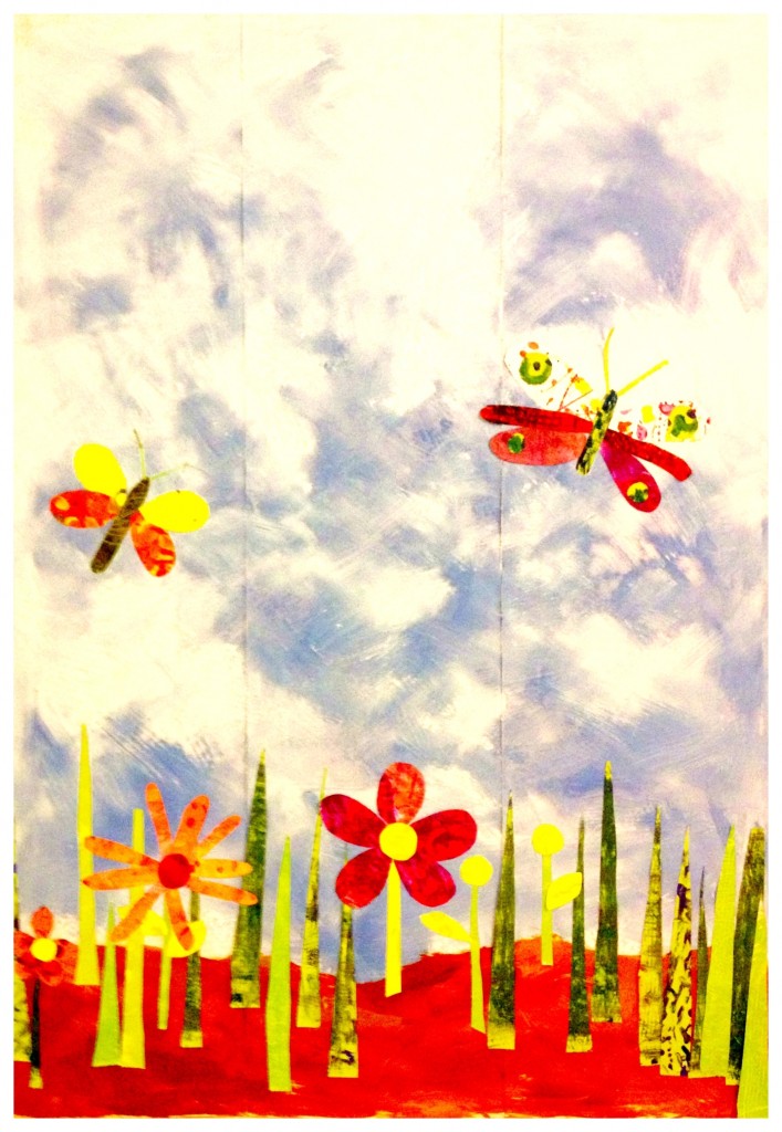 school mural butterflies and flowers