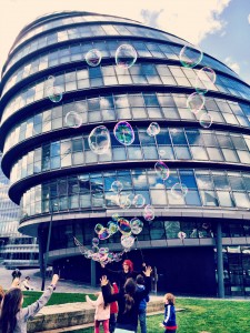 bubbles outside city hall